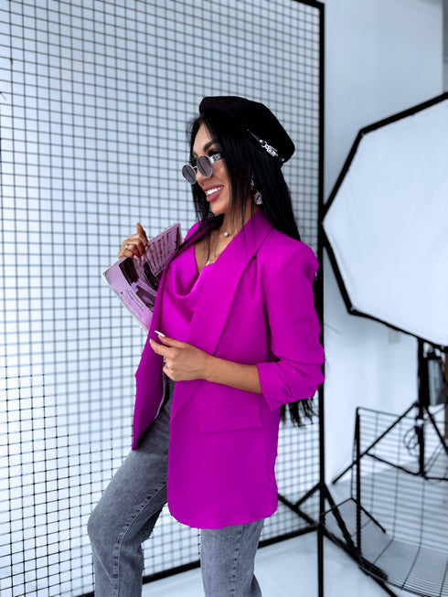 Vivid Fuchsia, ONE SIZE jacket with gathered sleeves